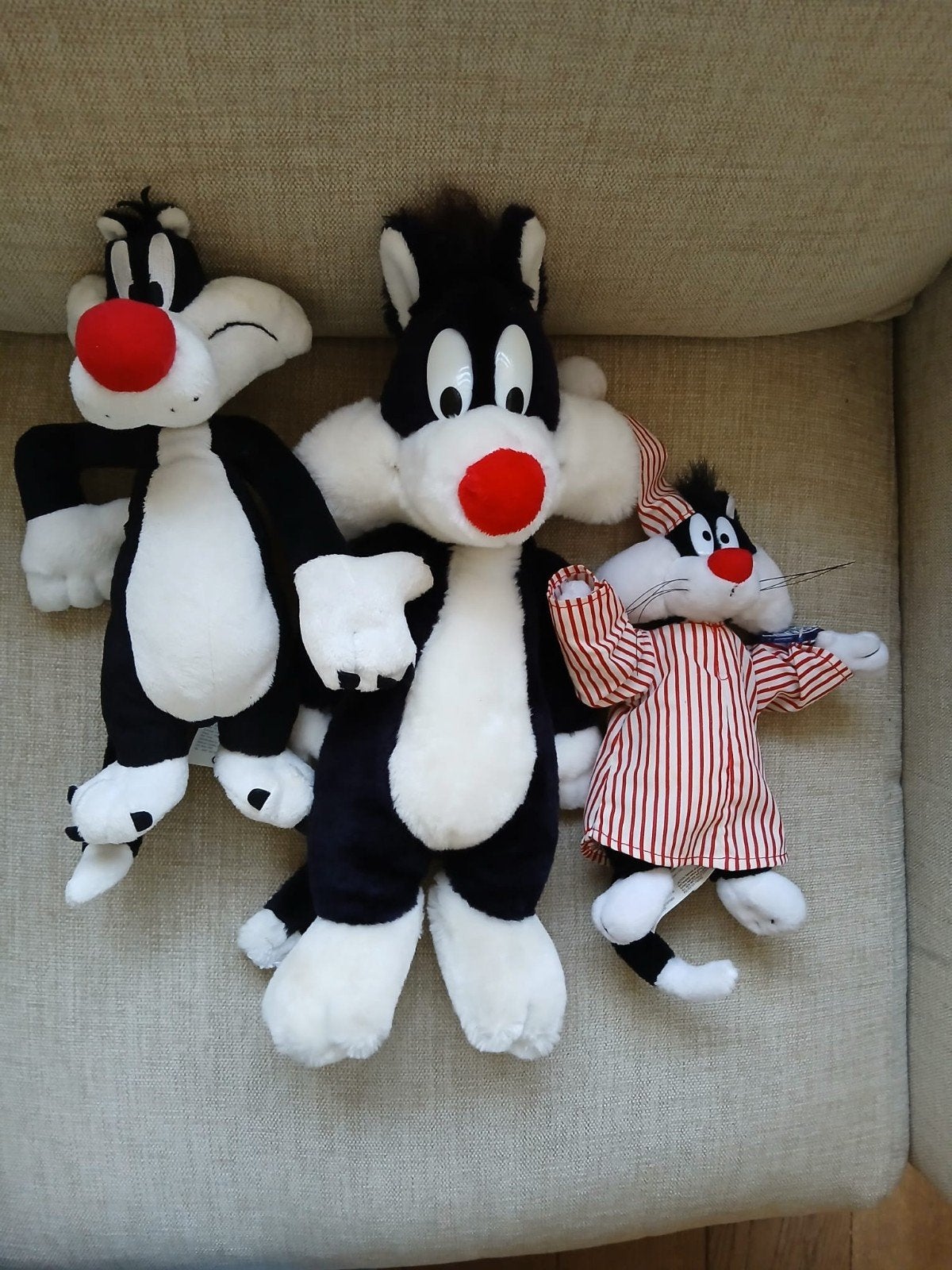 Sylvester Looney Tunes Warner Bros 3 stuks knuffels, Overige karakters, Ophalen of Verzenden, Gebruikt, Overige typen