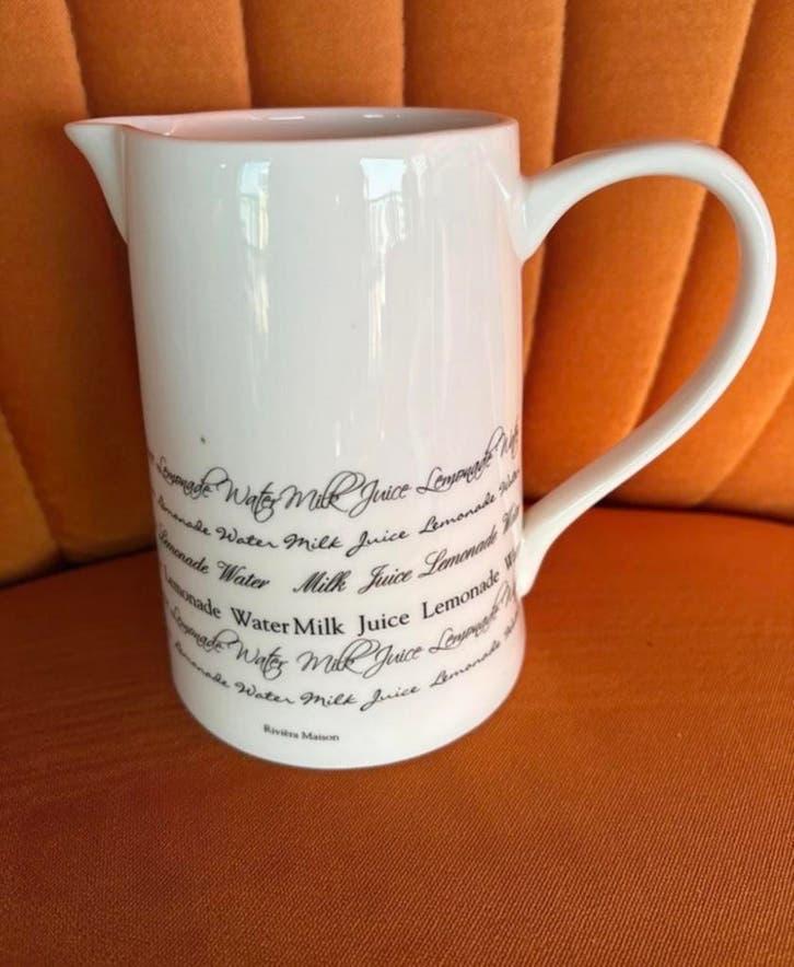 Rivièra Maison Goodmorning Jug - Vintage Keramieken Schenkka, Ophalen of Verzenden, Steen/keramiek, Wit, Riviera Maison