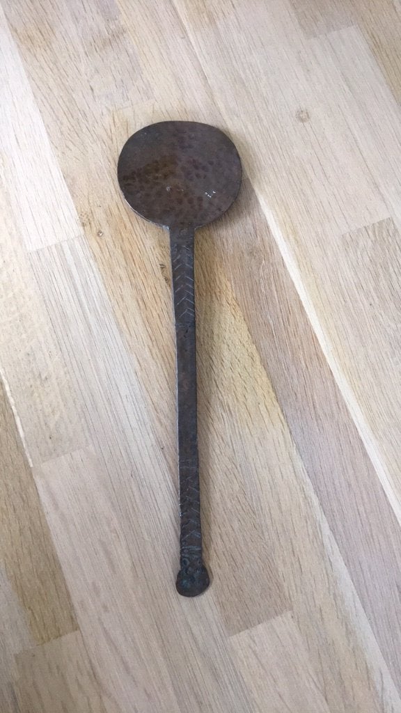 Antieke roodkoperen roerlepel, platte lepel, schep 29cm lang, Ophalen of Verzenden