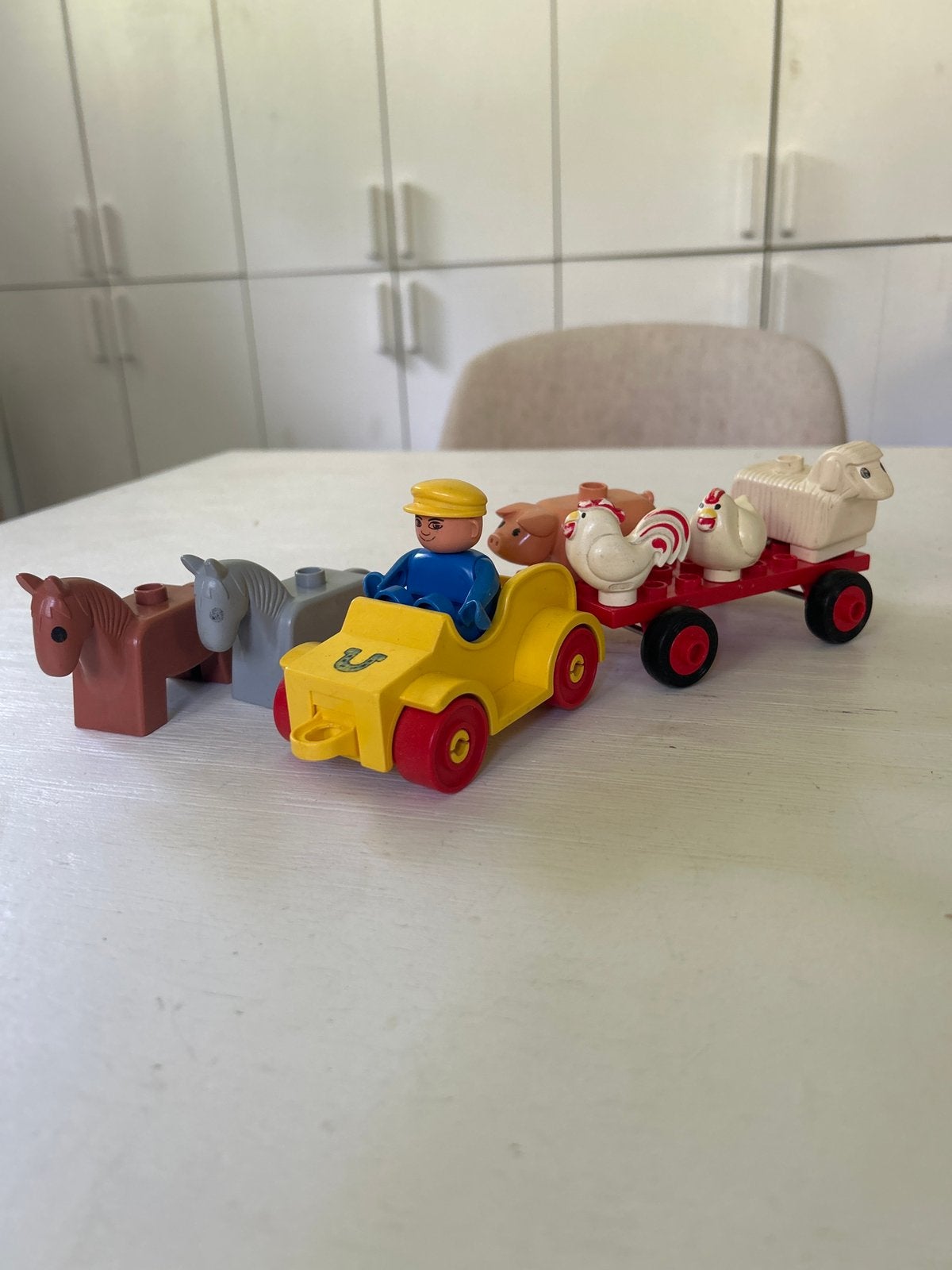Vintage LEGO Duplo boerderij set | tractor dieren aanhanger, Verzenden, Gebruikt, Duplo