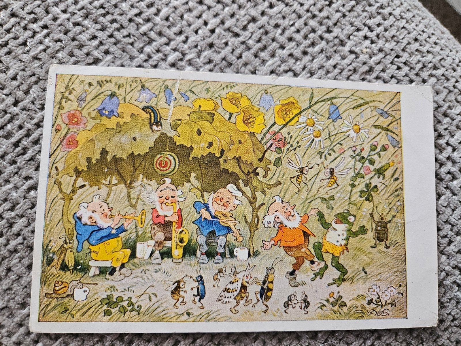 Fritz Baumgarten Kabouter Ansichtkaart - Gelopen 1958, Ophalen of Verzenden