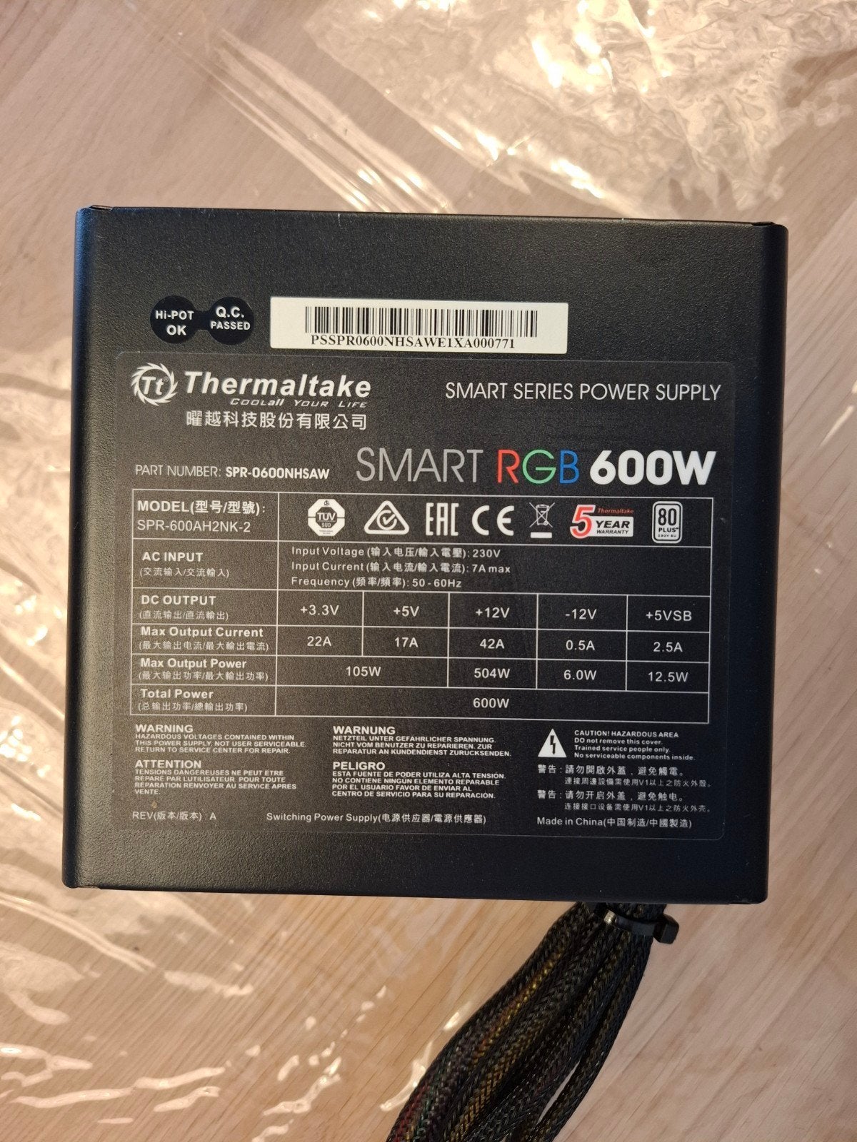 Thermaltake SmartRGB 600W, Ophalen of Verzenden, Zo goed als nieuw