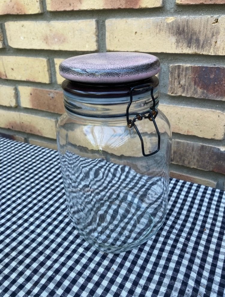 Glazen voorraadpot met keramieken deksel, Ophalen of Verzenden