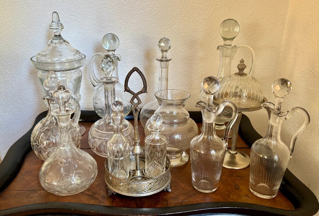 Antiek & vintage glaswerk (karaffen, stolp, olie/azijn), Ophalen