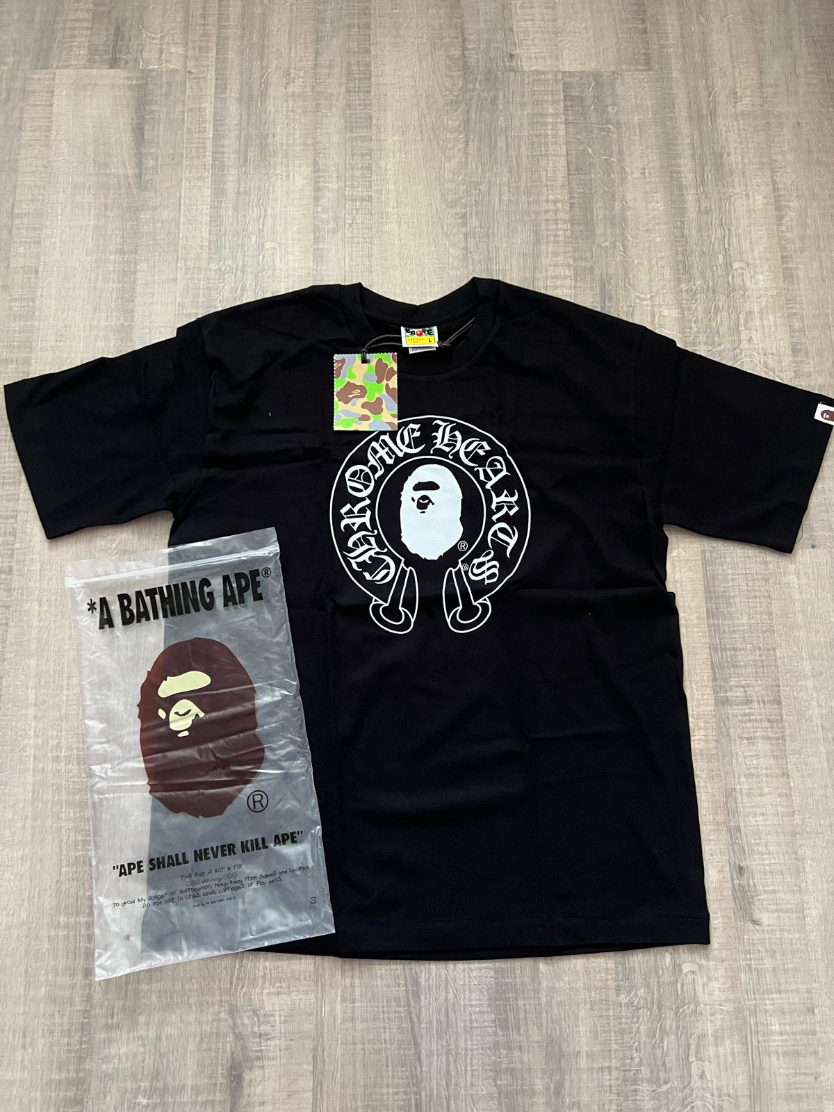 BAPE x Chrome Hearts T-Shirt Zwart – M – Nieuw met Tags, Ophalen of Verzenden, Nieuw, Maat 52/54 (L), Zwart