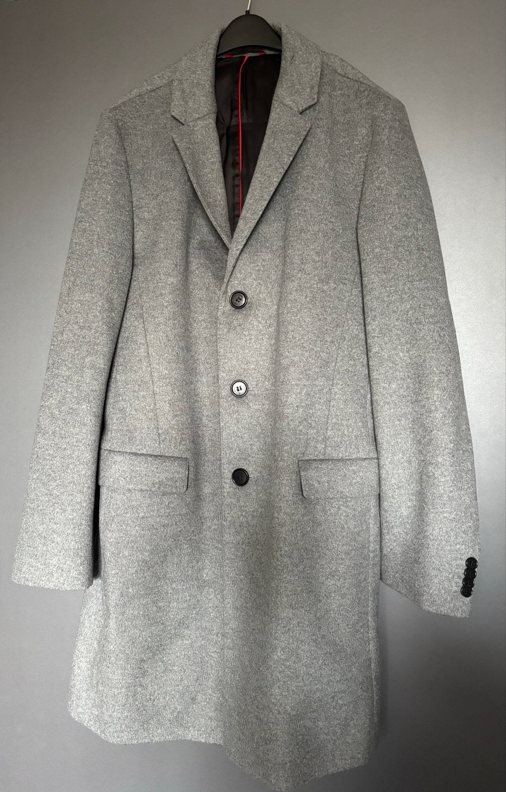 Hugo Boss Wollen Kasjmier Jas - Maat 48 (M), Ophalen of Verzenden, Zo goed als nieuw, Maat 48/50 (M), Grijs