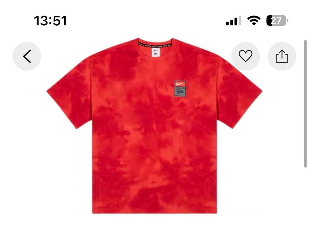 Nike x Patta NRG GX Washed T-Shirt maat M, Ophalen of Verzenden, Nieuw, Maat 48/50 (M), Rood