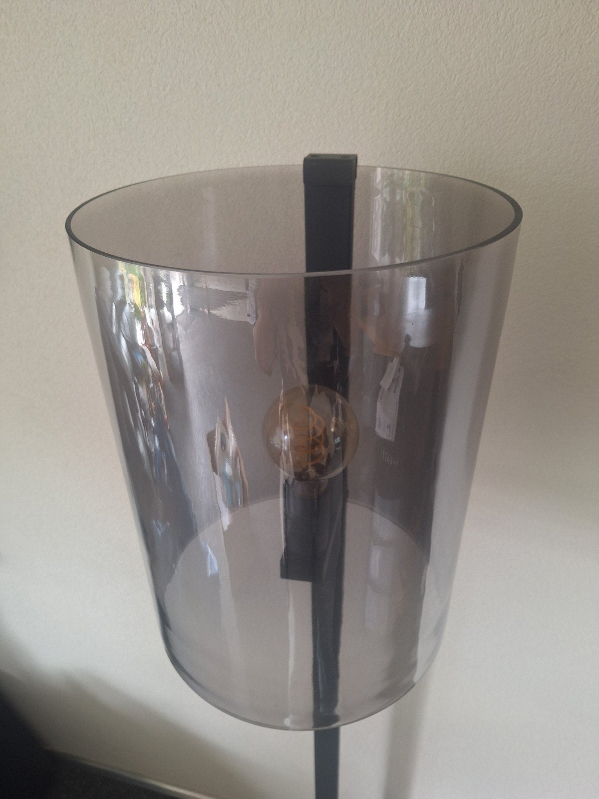 Moderne vloerlamp met rookglas - Zo goed als nieuw, Ophalen, Modern, Industrieel, E27 (groot), Zo goed als nieuw