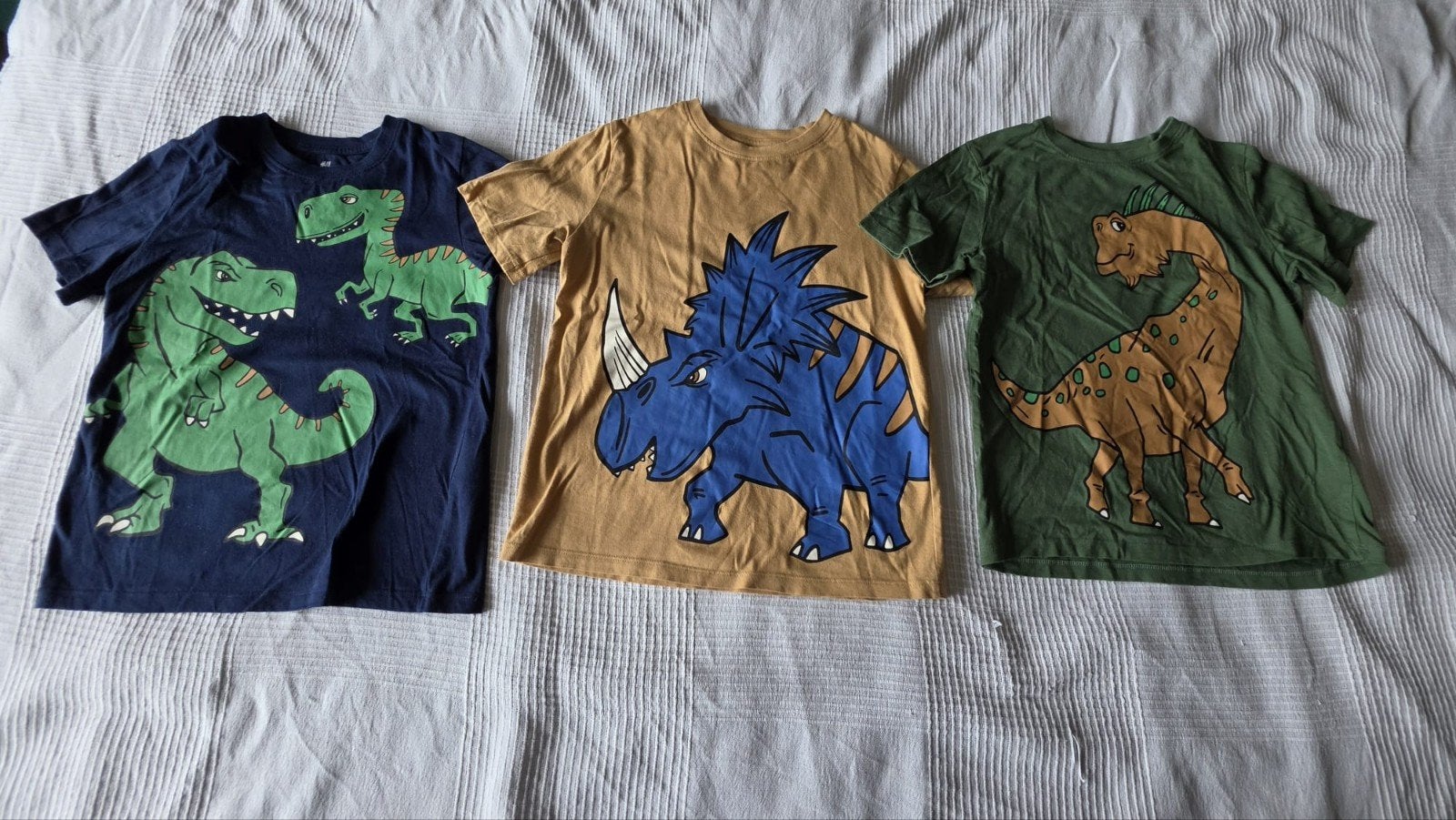 Set van 3 Dino shirts in de maat 122/128, Gebruikt, H&M, Ophalen of Verzenden, Shirt of Longsleeve