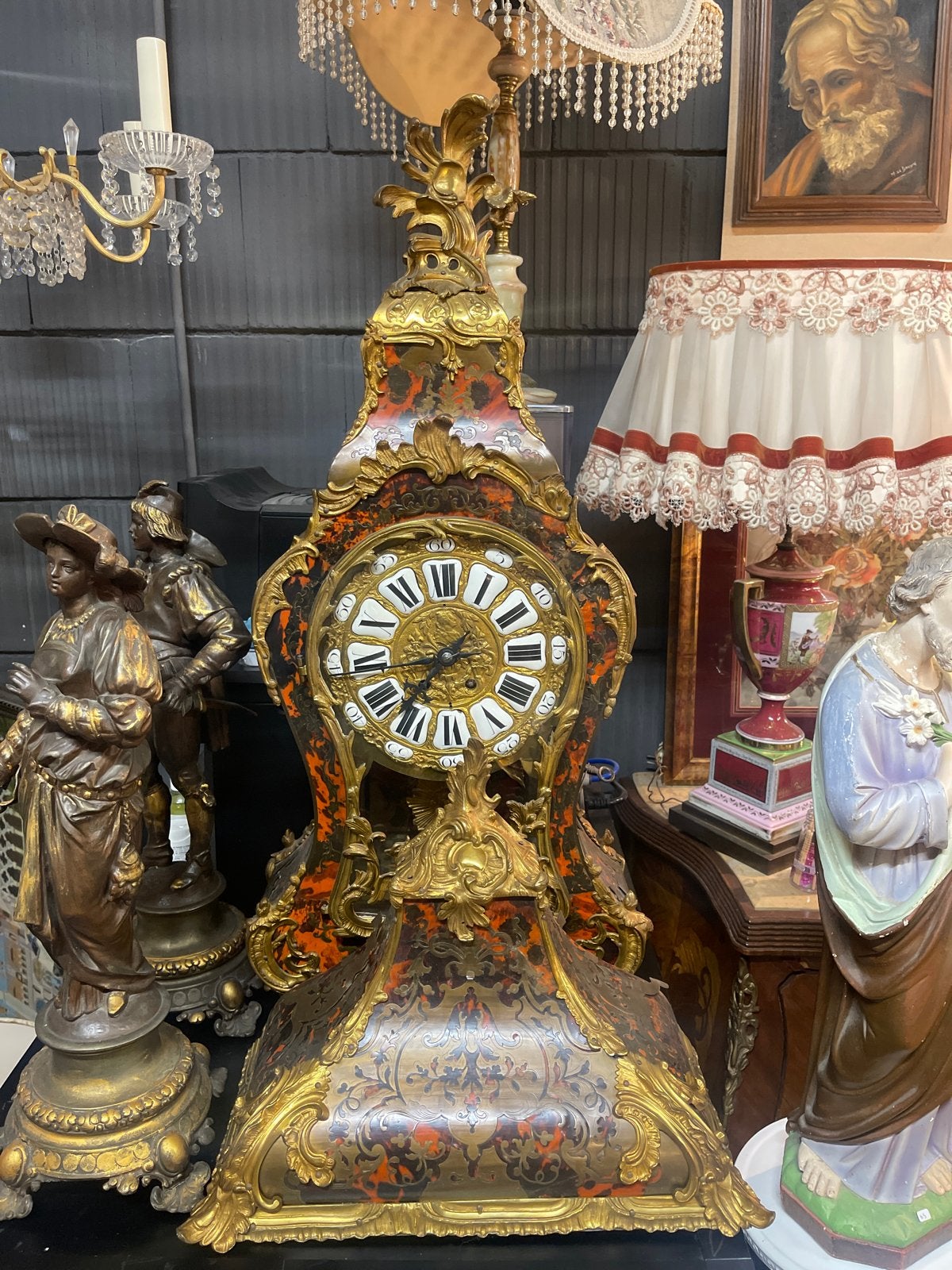 Antieke Franse Boulle klok - Verguld brons en schildpad, Antiek en Kunst, Ophalen of Verzenden
