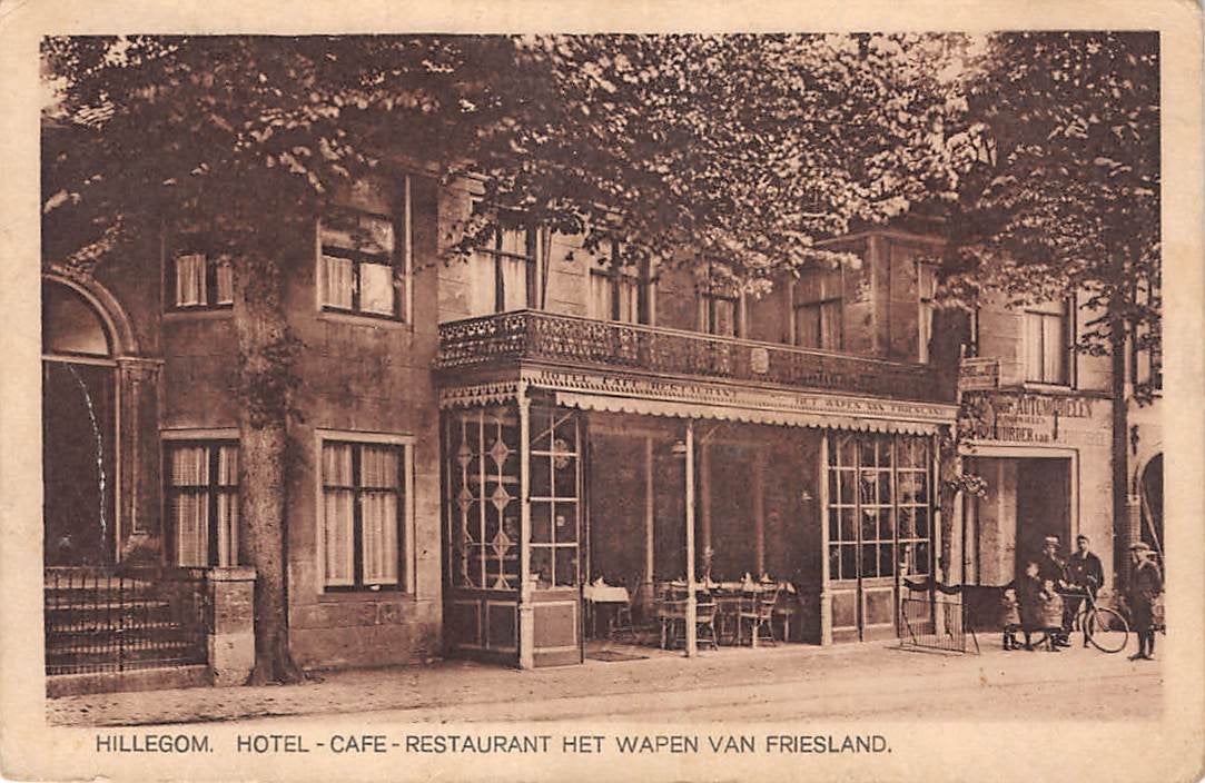 Hillegom Hotel-Café-Restaurant Het Wapen van Friesland, Ophalen of Verzenden, 1920 tot 1940, Gelopen, Zuid-Holland