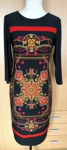Joseph Ribkoff jurk maat 38 zwart/rood/oker[v]