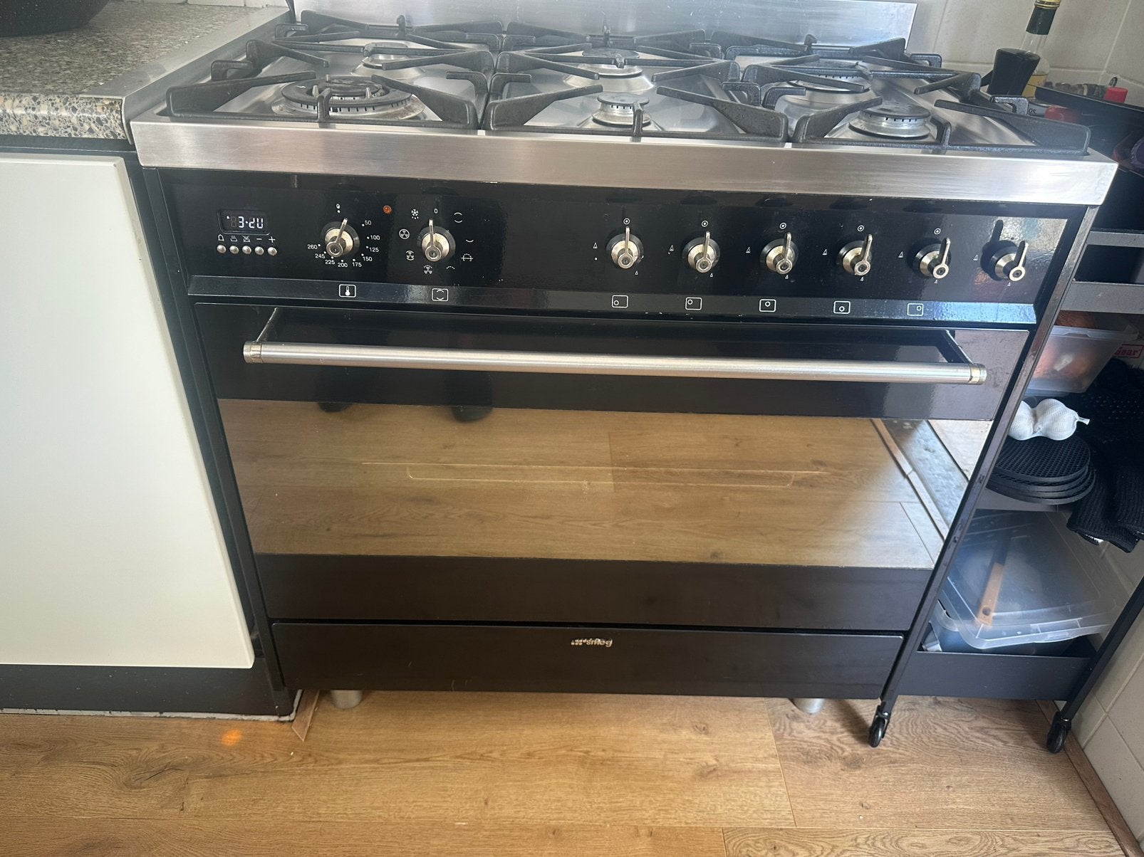 Smeg 6 Pits fornuis, Ophalen, Gebruikt, Warmhoudplaat, 60 cm of meer