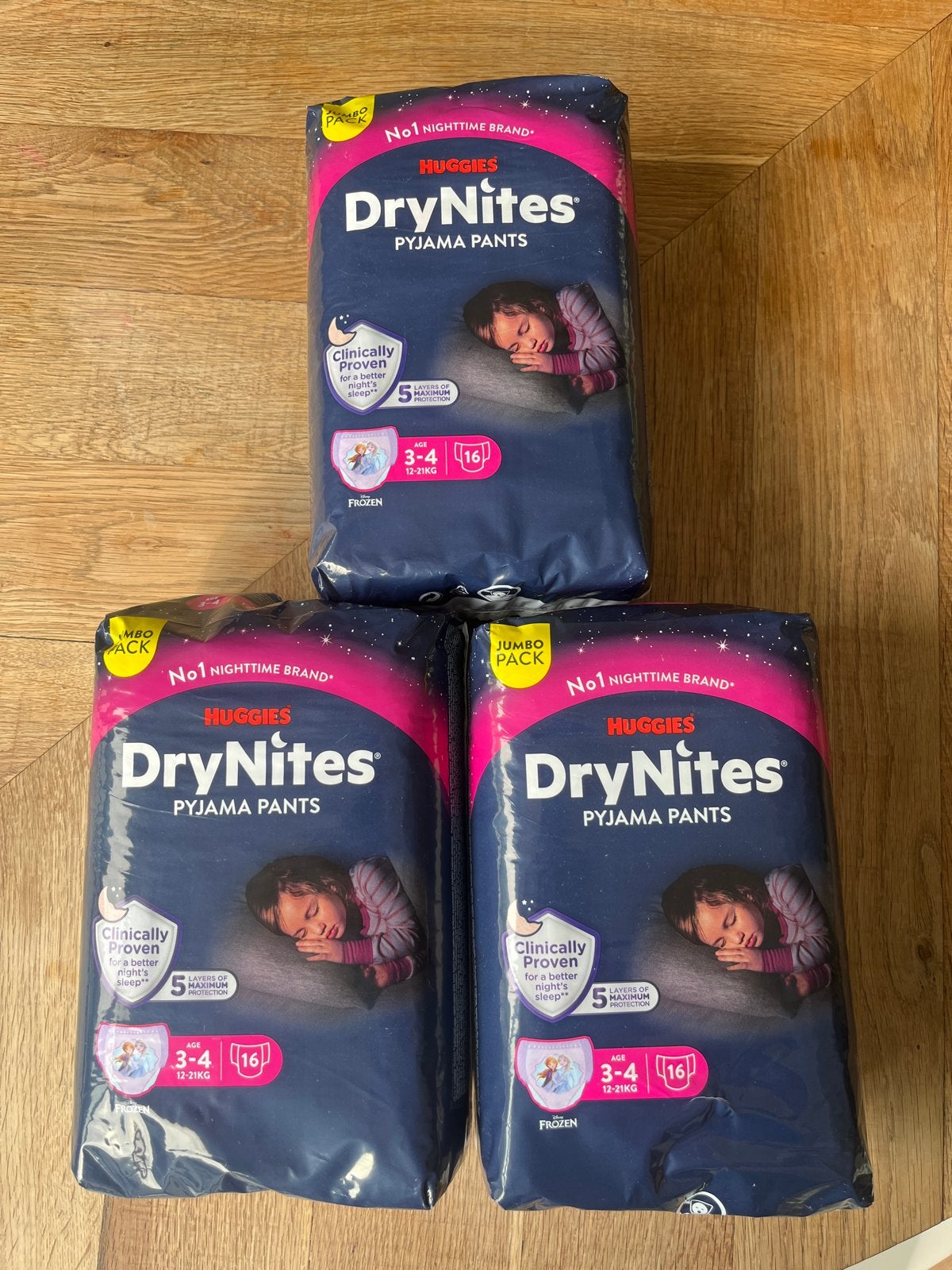3x Huggies DryNites Pyjama Pants 3-4 jaar (12-21kg) Frozen, Ophalen of Verzenden, Nieuw, Jongetje of Meisje