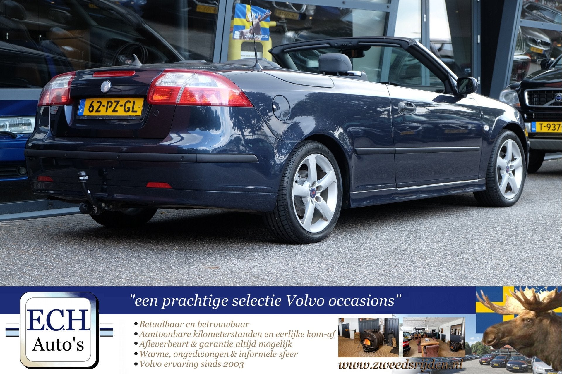 Saab 9-3 Cabrio 2.0t 175 pk Leer, 17 inch, Trekhaak, Auto's, Voorwielaandrijving, 1998 cc, Gebruikt, Huisgarantie