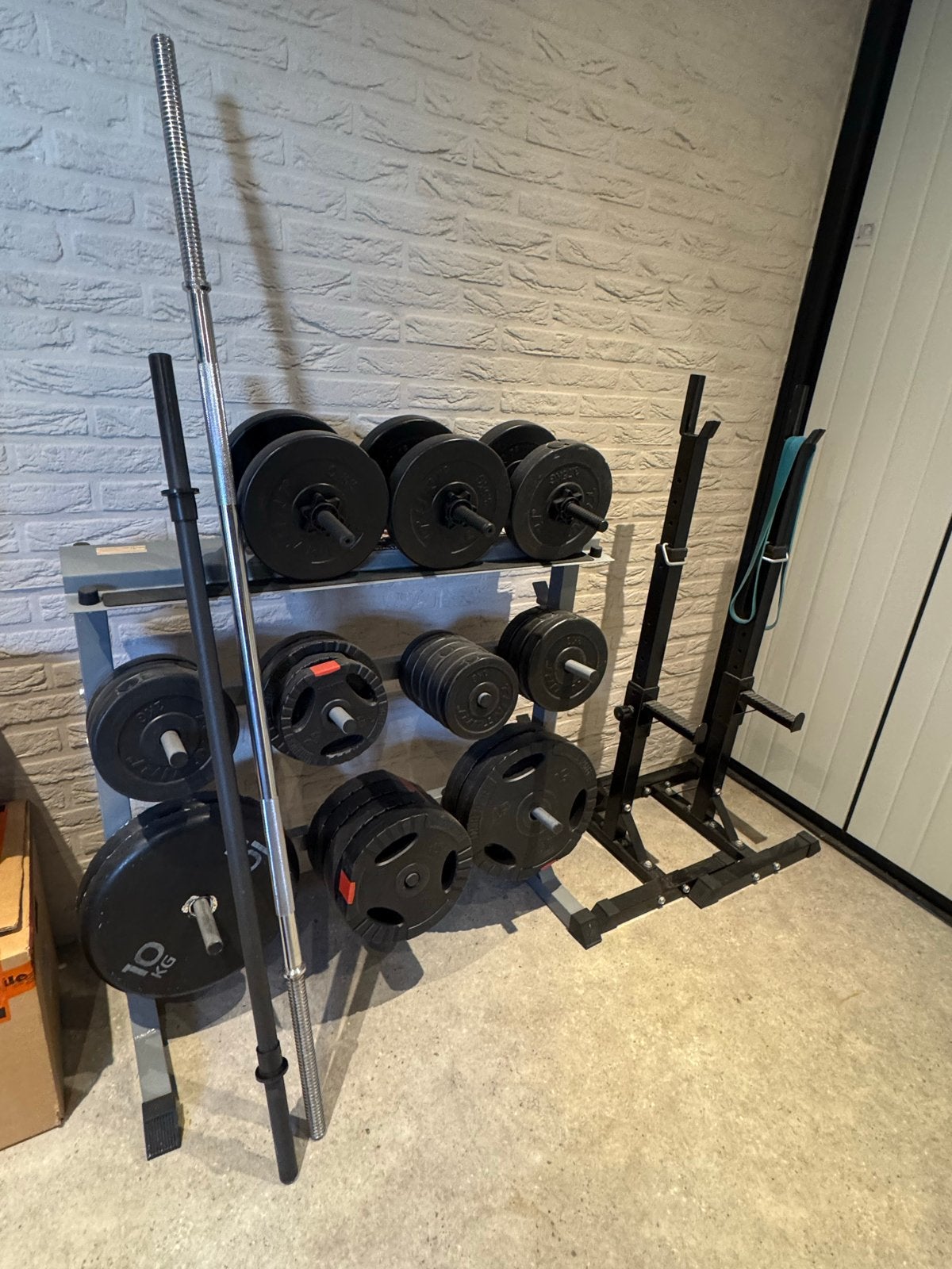 Complete Fitness Set: Halters, Gewichten, Squatrek & Bank, Sport en Fitness, Ophalen, Gebruikt, Armen, Dumbbell
