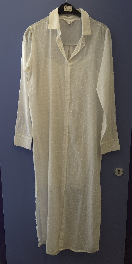 LEÏ 1984 witte blouse jurk | 100% katoen | mt  M/L 51893, Maat 38/40 (M), Wit, Onbekend, Zo goed als nieuw