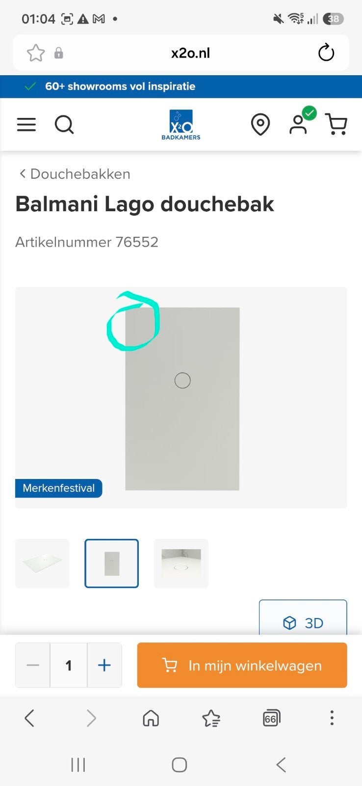 Balmani Lago Douchebak 160x100cm - Mat Wit Solid Surface, Ophalen, Nieuw, Douche