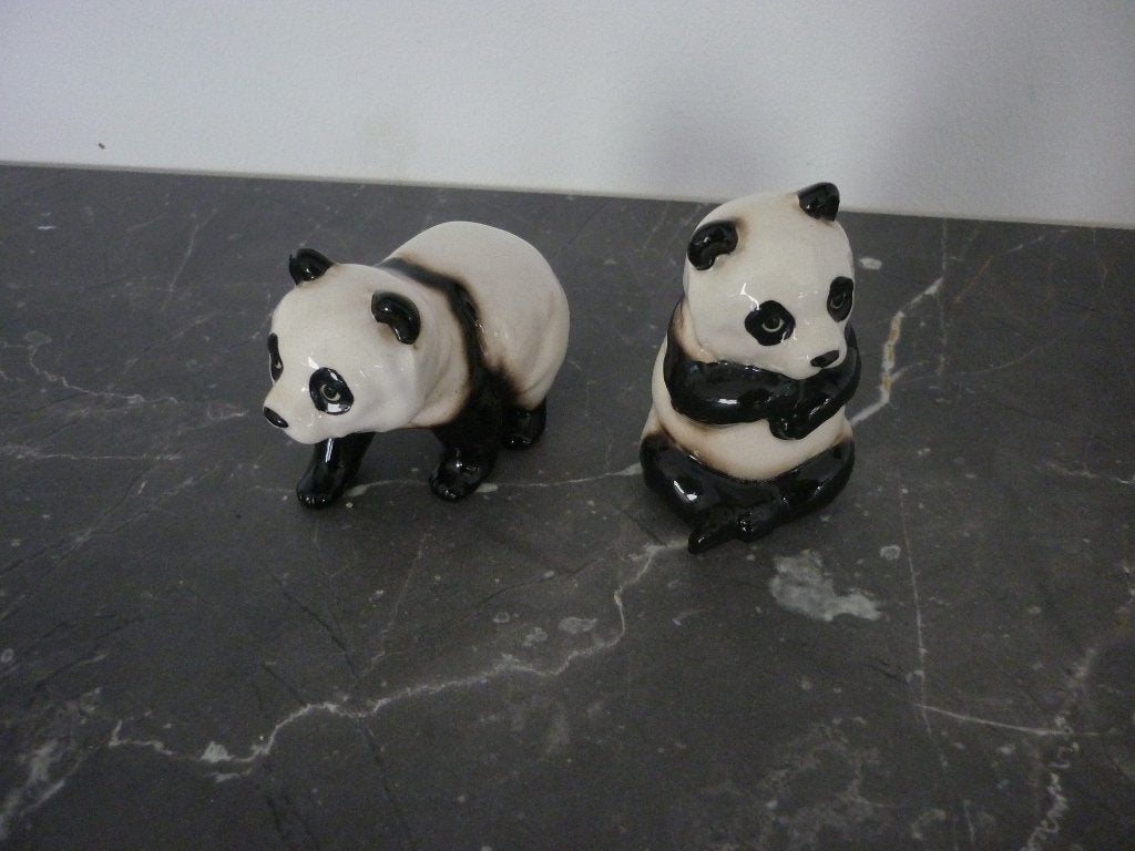 2 pandabeertjes / panda 2 stuks / pandabeer setje / beeldje, Ophalen of Verzenden, Zo goed als nieuw, Dier