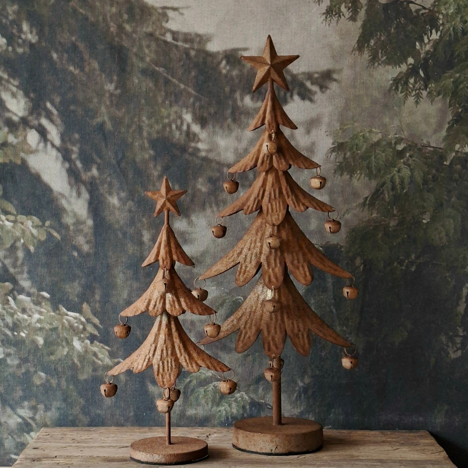 Prachtige set roest kerstbomen met belletjes., Ophalen of Verzenden, Nieuw