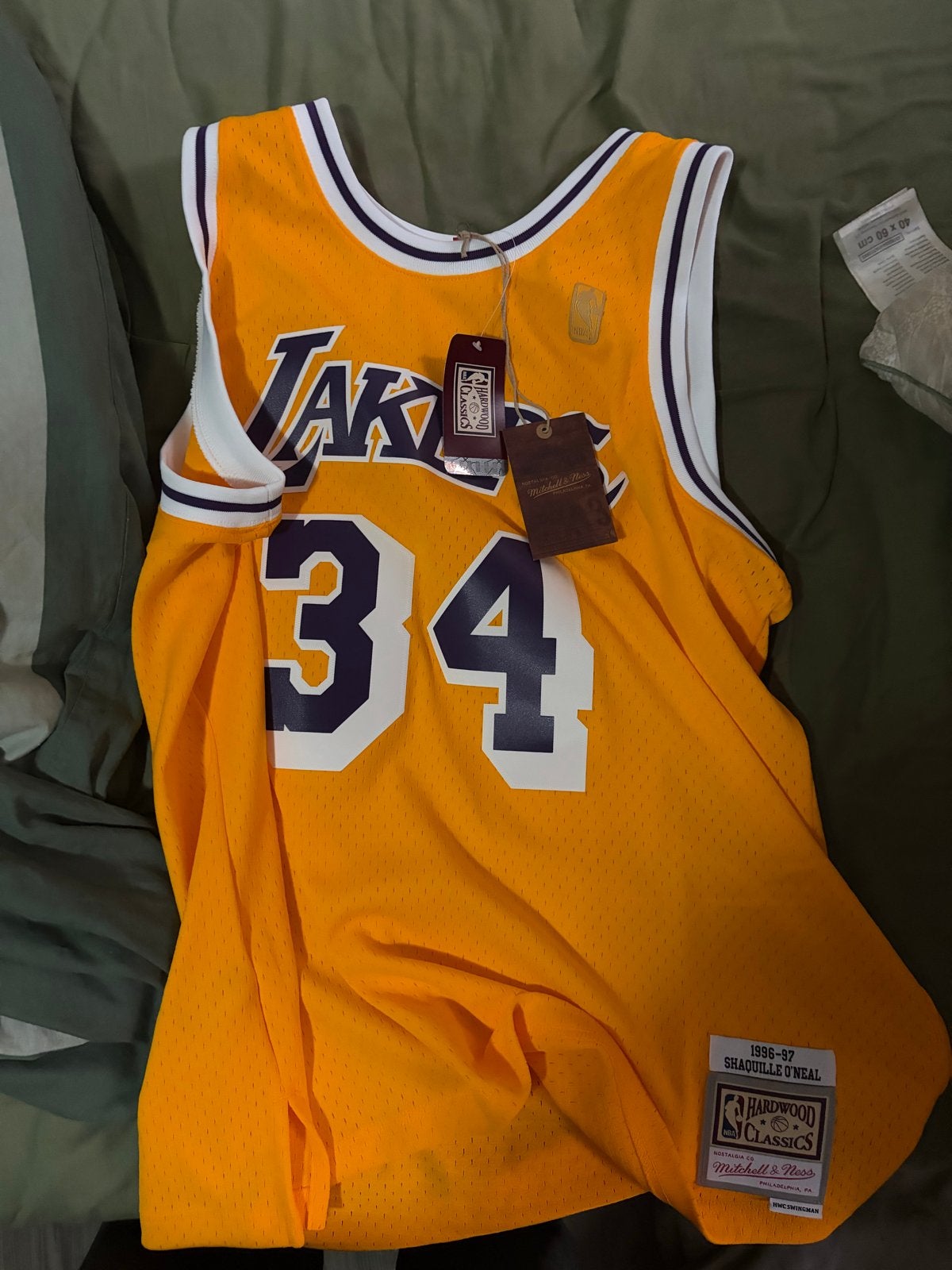 Mitchell & Ness Shaquille O'Neal Lakers Jersey, Maat 48/50 (M), Geel, Nieuw, Ophalen of Verzenden