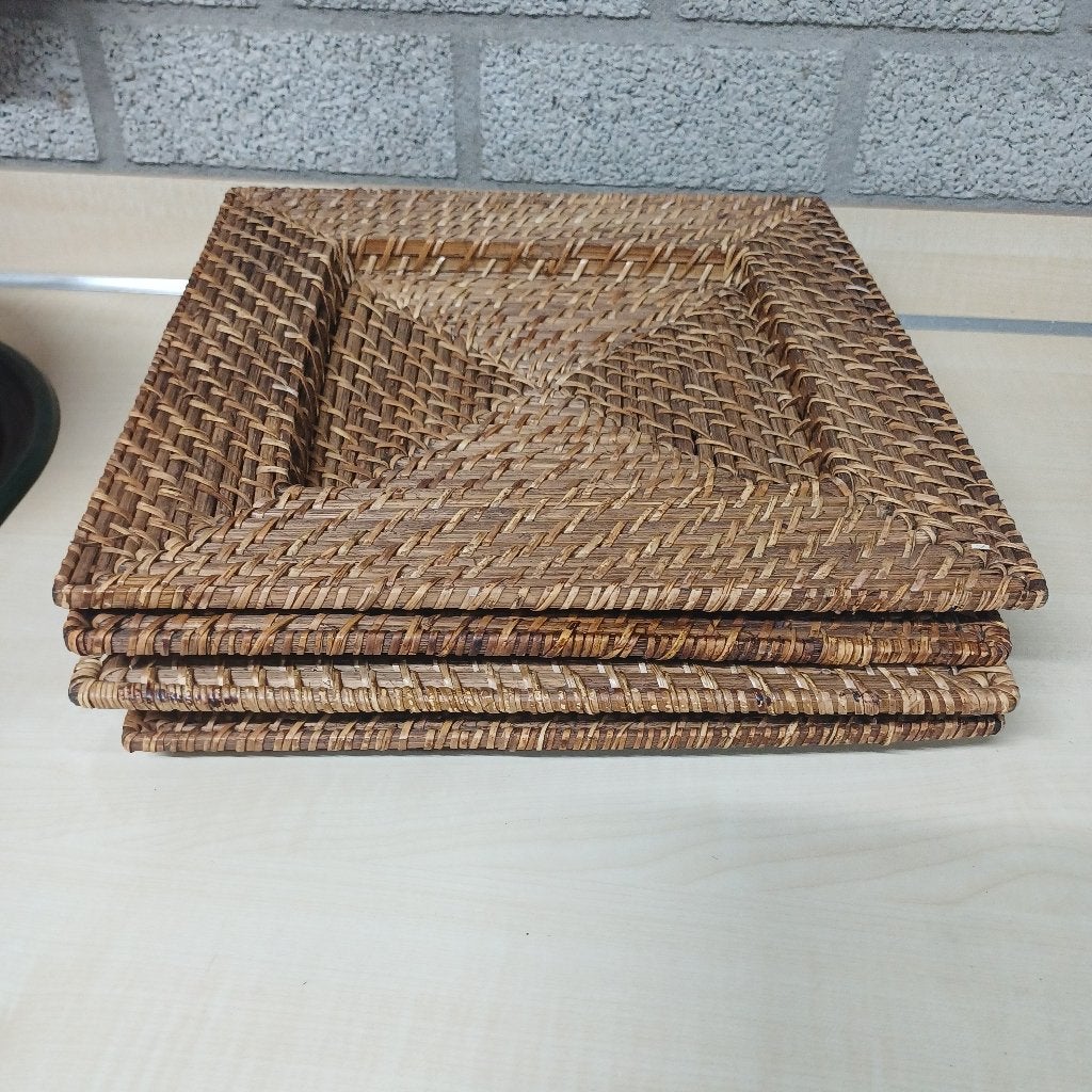 4 rotan onder borden, Huis en Inrichting, Overige materialen, Vintage, Ophalen of Verzenden, Zo goed als nieuw