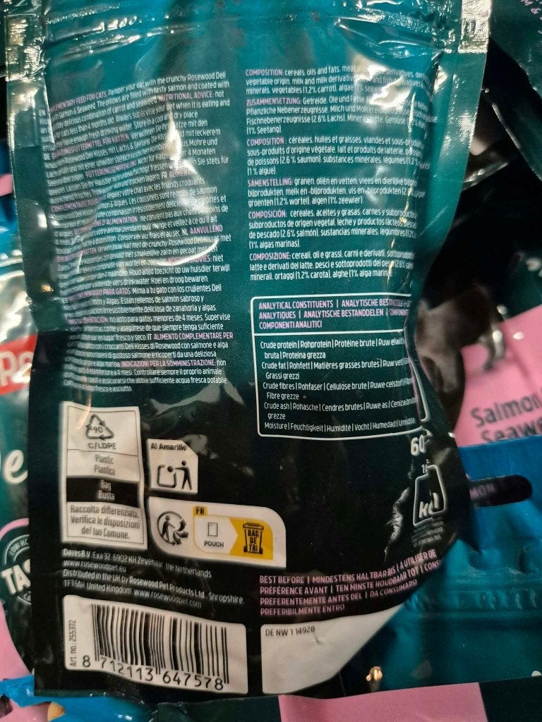Partij kattensnacks Rosewood salmon zalm kattensnoepjes 500s, Ophalen of Verzenden, Kat