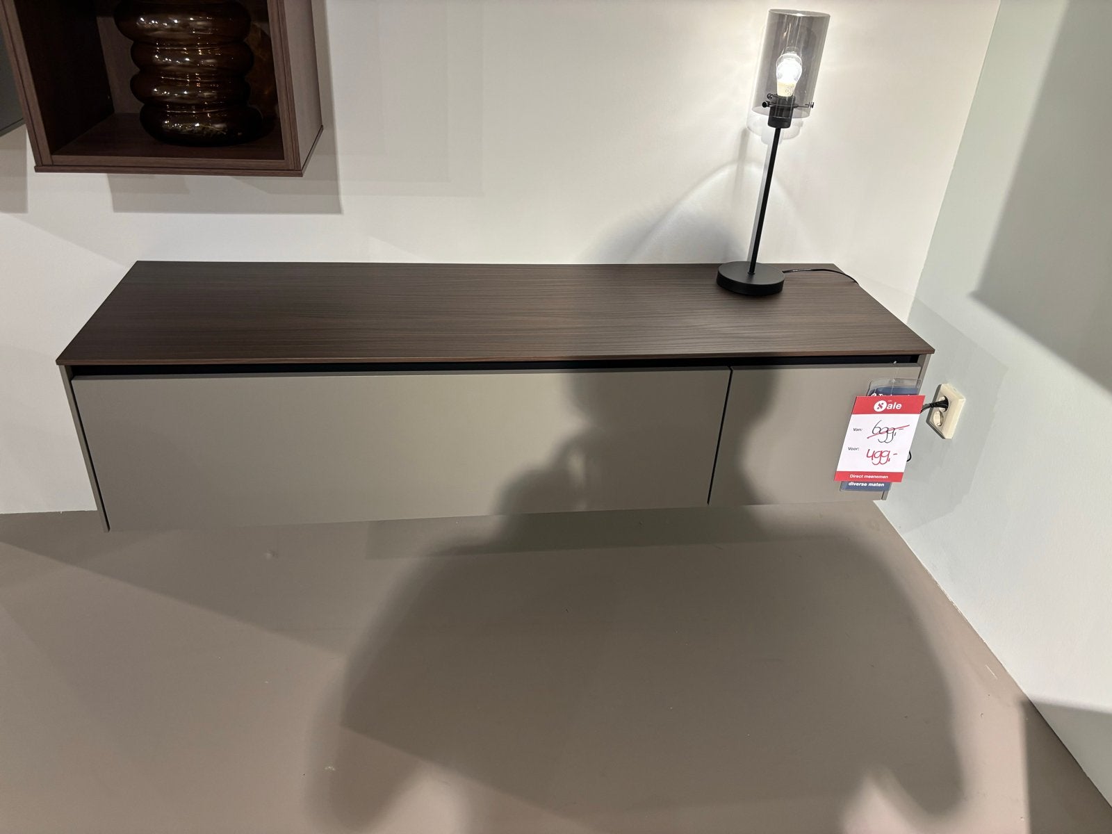 TV-dressoir Porta - Noten/Taupe G - Zo goed als nieuw, Huis en Inrichting, 150 tot 200 cm, Ophalen of Verzenden, Zo goed als nieuw