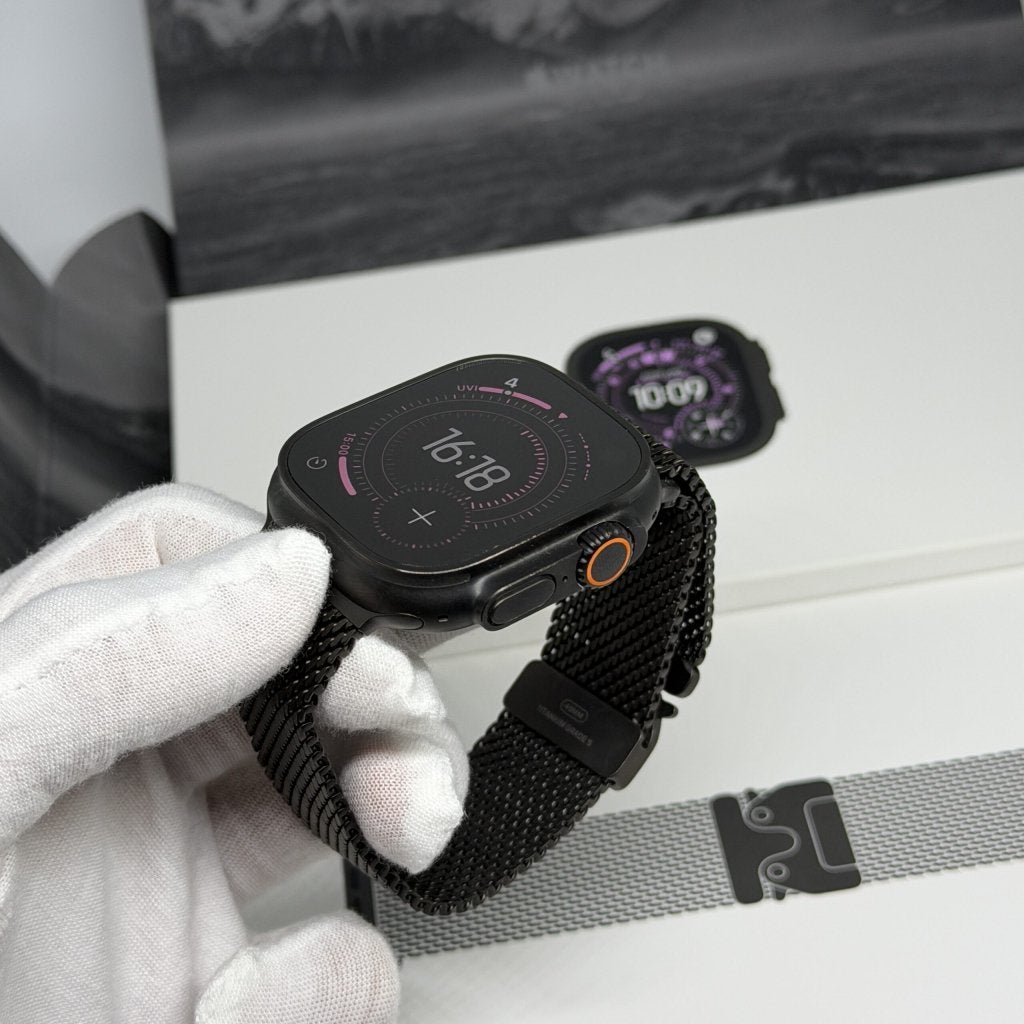 Apple Watch Ultra 3 zwart Milanese band /krasvrij /100% batt, Apple, Zo goed als nieuw, Support@apple.com, Apple Park Way, Cupertino, California