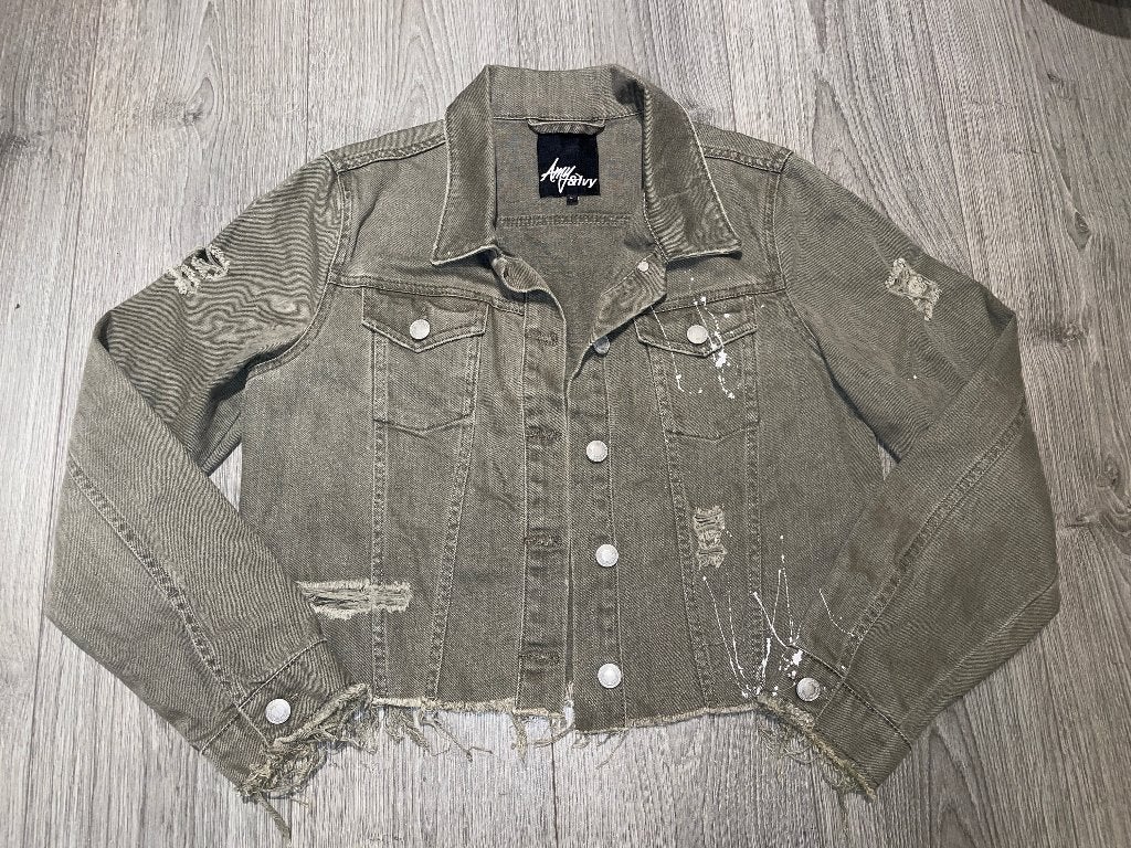 AMY & IVY dames khaki groene spijker jack back print mt L, Maat 42/44 (L), Ophalen of Verzenden, Groen, Amy & Ivy