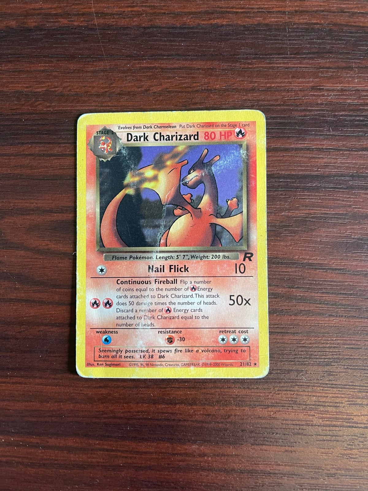 Dark Charizard - Pokémon kaart (21/82), Ophalen of Verzenden, Gebruikt, Losse kaart