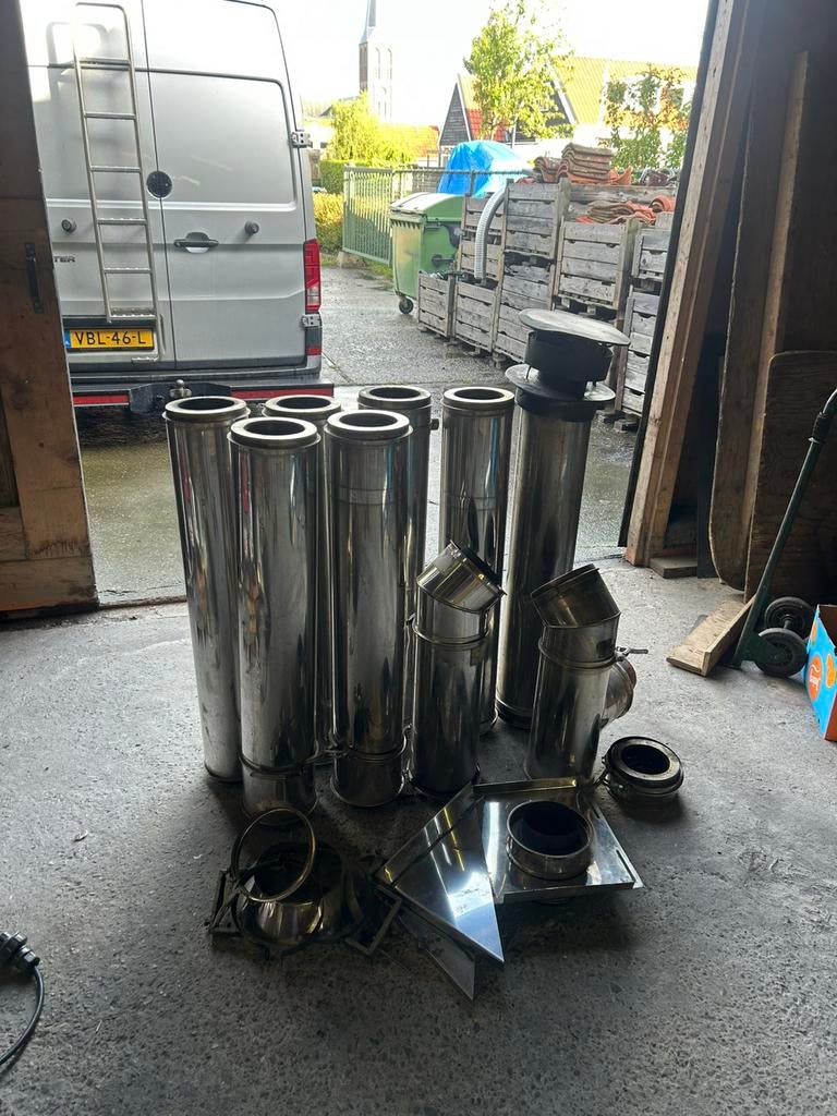 Dubbelwandige kachelpijp 125mm, Huis en Inrichting, Kachels, Ophalen, Gebruikt, Houtkachel, Vrijstaand