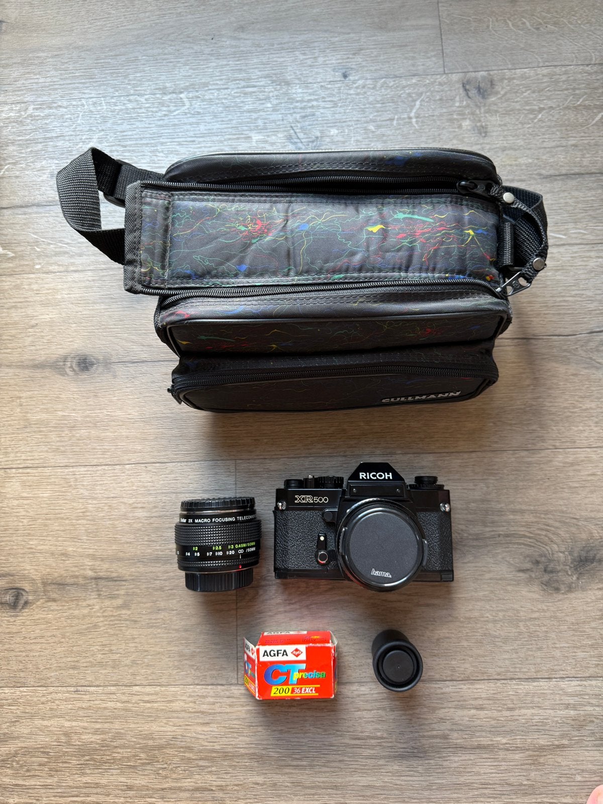 Mooie vintage analoge set: Ricoh XR 500 + toebehoren, Ophalen of Verzenden, Gebruikt, Compact, Overige Merken