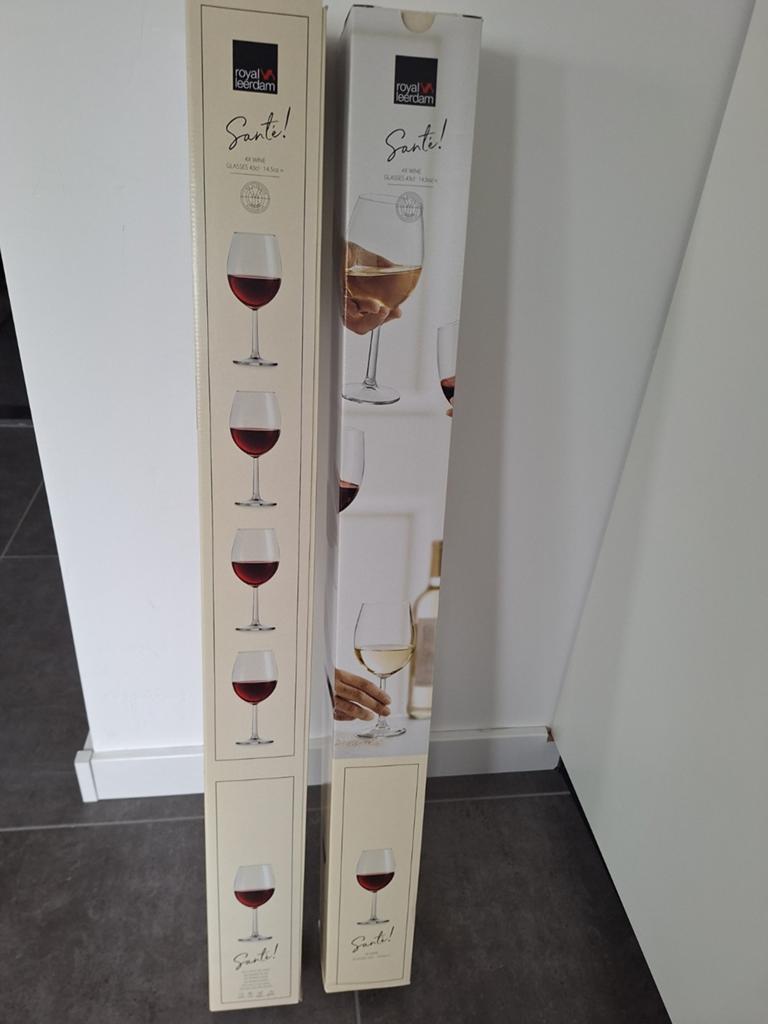 2x geschenkdoos wijnglazen Salut Royal Leerdam, Huis en Inrichting, Keuken | Servies, Ophalen, Glas of Glazen, Nieuw, Glas
