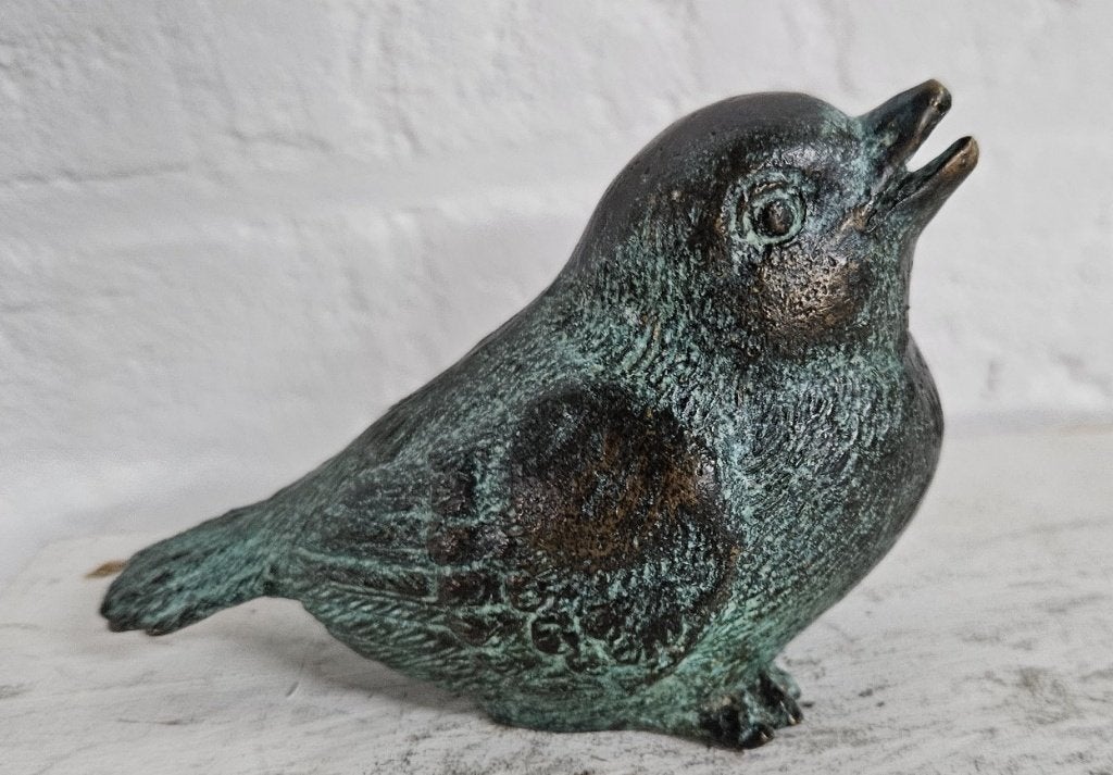 Bronzen Mus / brons / 8 cm hoog / vogel, Dierenbeeld, Nieuw, Info@huisentuindecoratiemarie.nl, Huis en tuin decoratie marie