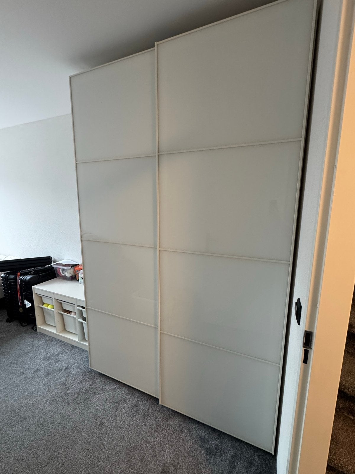 IKEA Pax Schuifdeuren Glas Wit 75x236 cm (2 stuks), Ophalen, 200 cm of meer, 50 tot 100 cm, Met deur(en)