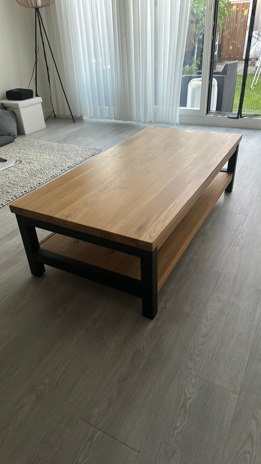Goossens Santos eiken salontafel, Ophalen, Gebruikt, Rechthoekig, 50 tot 100 cm