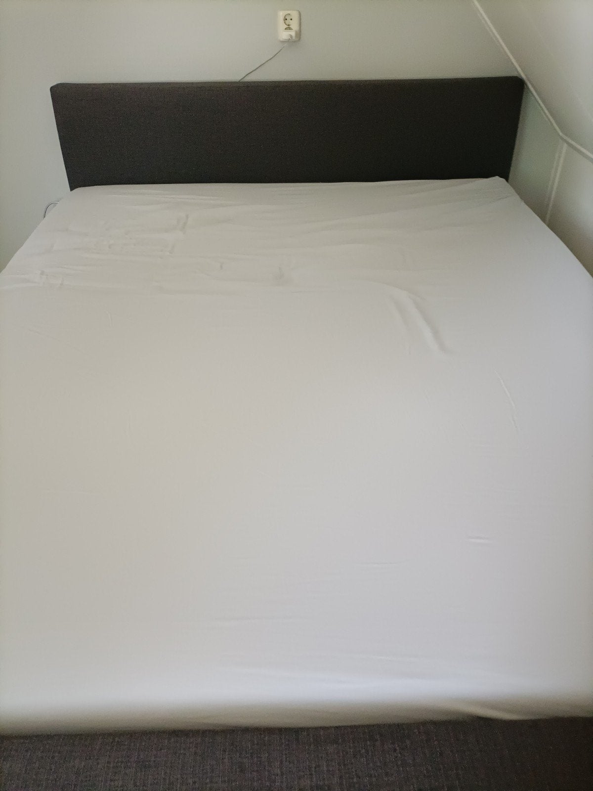 mooi antraciet boxspring bed 180-2.10, Ophalen, 210 cm, Tweepersoons, Zo goed als nieuw
