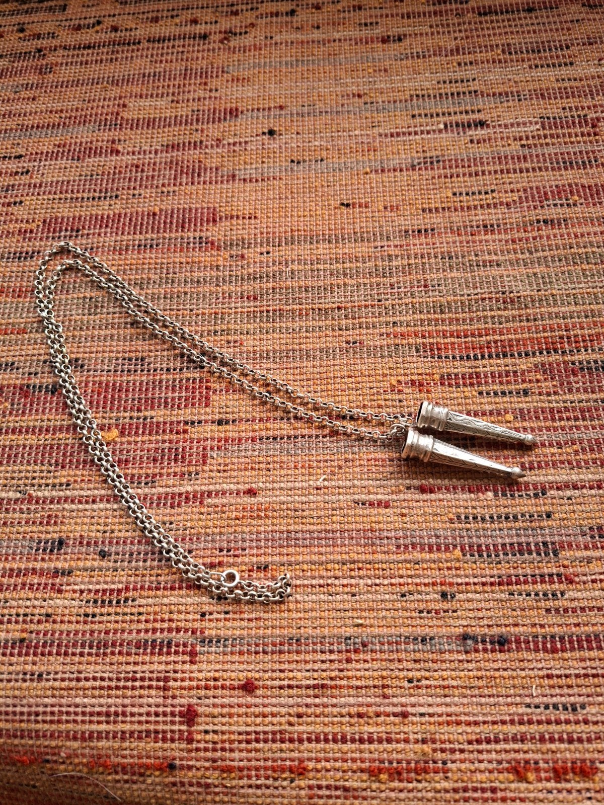 Vintage jasseron ketting met breidoppen, Sieraden, Tassen en Uiterlijk, Antieke sieraden, Ophalen of Verzenden, Overige materialen
