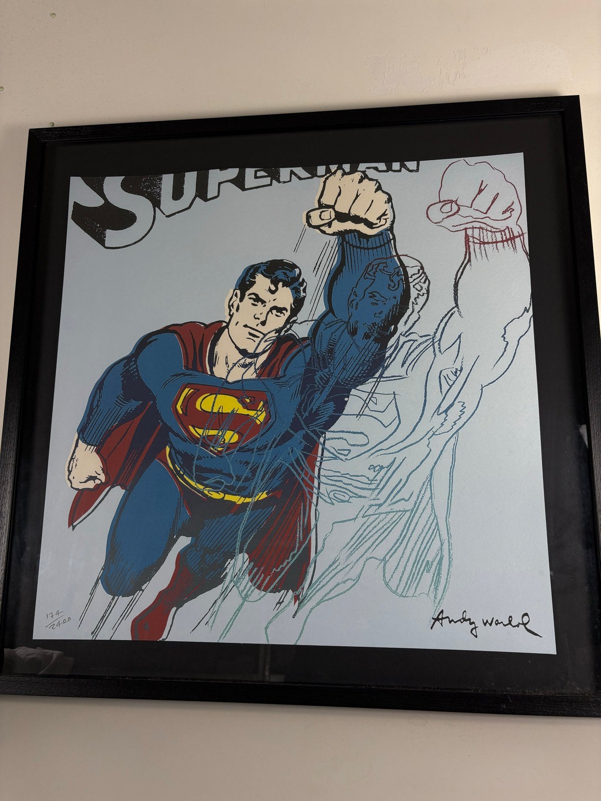 Andy Warhol - Superman (1981) - Zeefdruk, Gelimiteerd, Gelimiteerde oplage, Ophalen of Verzenden, Personages en Fantasiefiguren