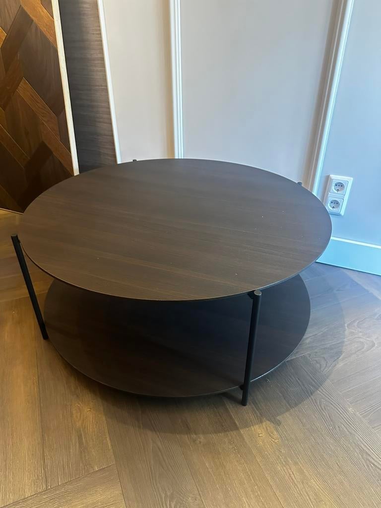 Salontafel bruin, dia 93cm, J-line, Ophalen of Verzenden, Zo goed als nieuw, Rond, 50 tot 100 cm
