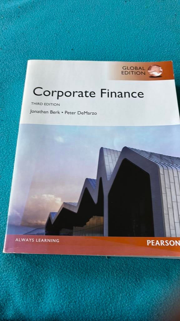 Corporate Finance  Jonathan Berk Peter DeMarzo, Ophalen of Verzenden, Beta, Zo goed als nieuw, WO