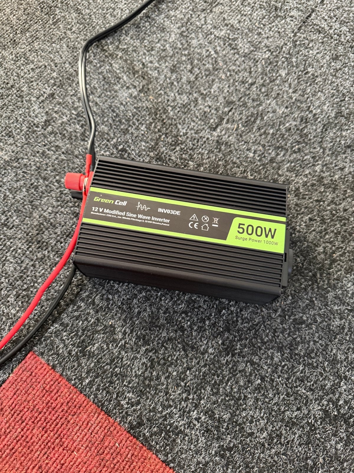 Green Cell Spanningsomvormer 12V naar 230V 500W, Ophalen of Verzenden, Zo goed als nieuw
