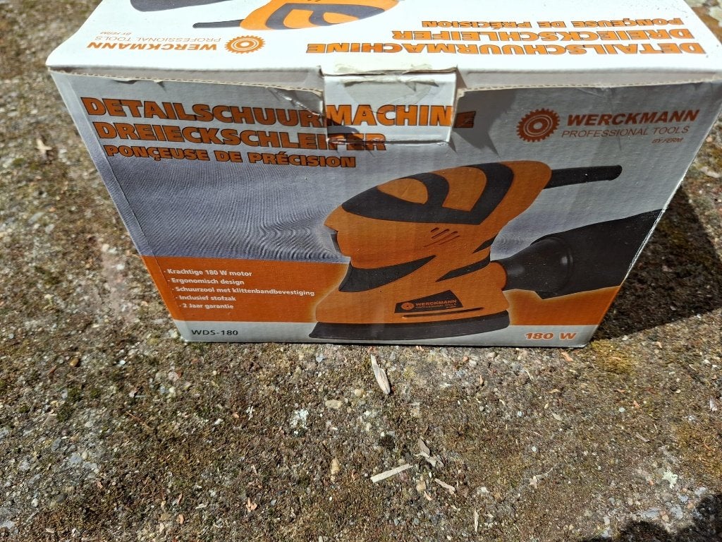 Werckmann WDS-180 detailschuurmachine 180W compleet in doos, Ophalen, Gebruikt, Minder dan 600 watt, Vlakschuurmachine