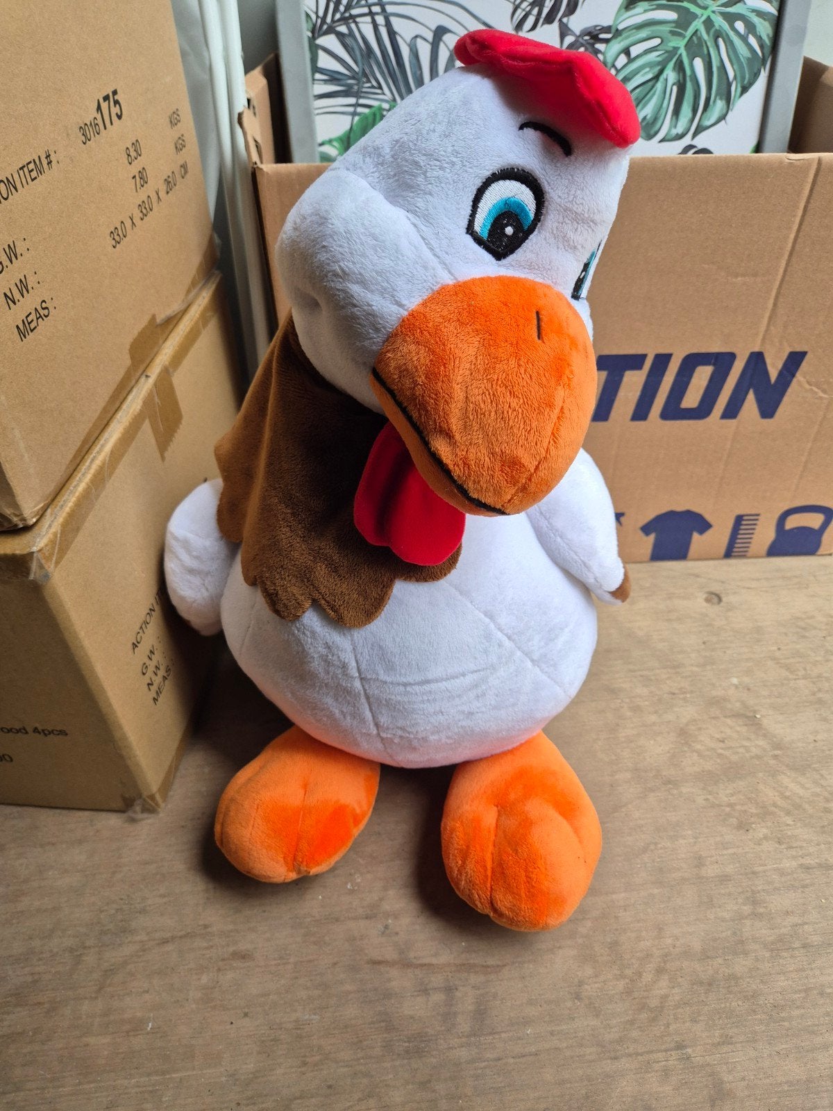 knuffel kip, Ophalen
