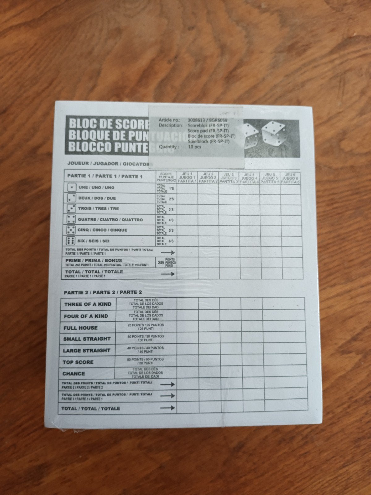 Scoreblok voor dobbelspellen (10 stuks), Ophalen of Verzenden, Nieuw