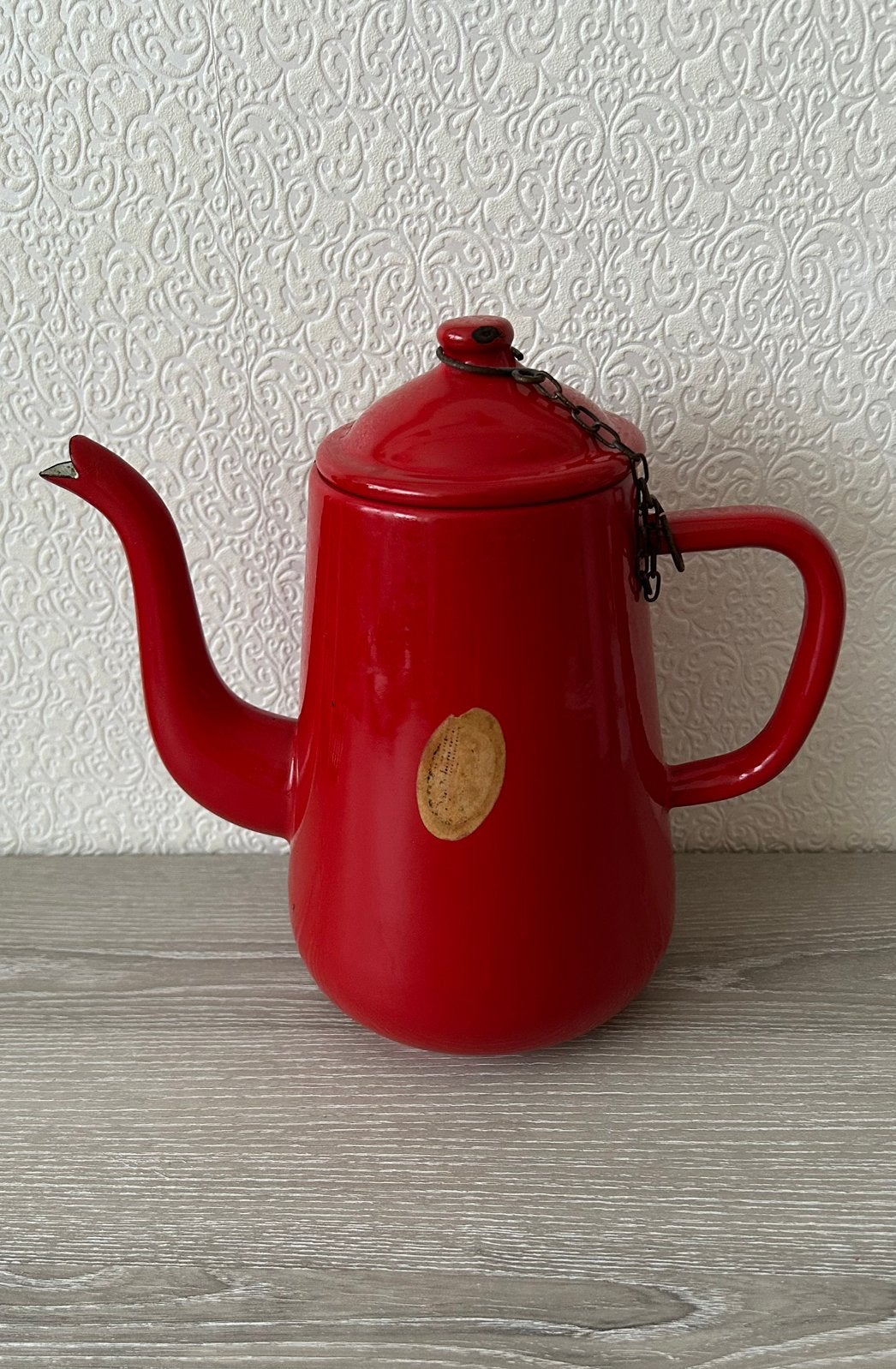 Vintage emaille rode koffiepot, Ophalen of Verzenden