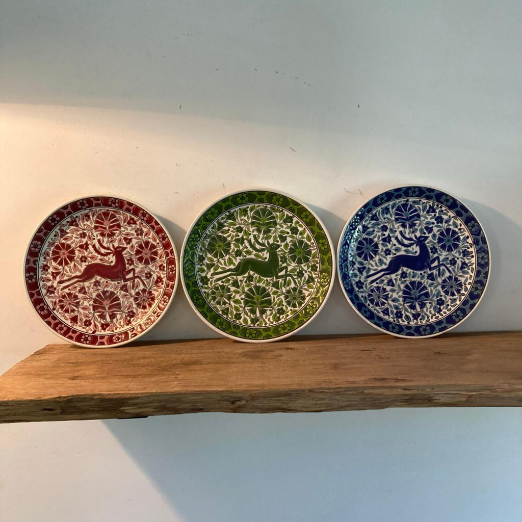 3 vintage rodos keramik wandborden 21cm, Antiek en Kunst, Ophalen of Verzenden