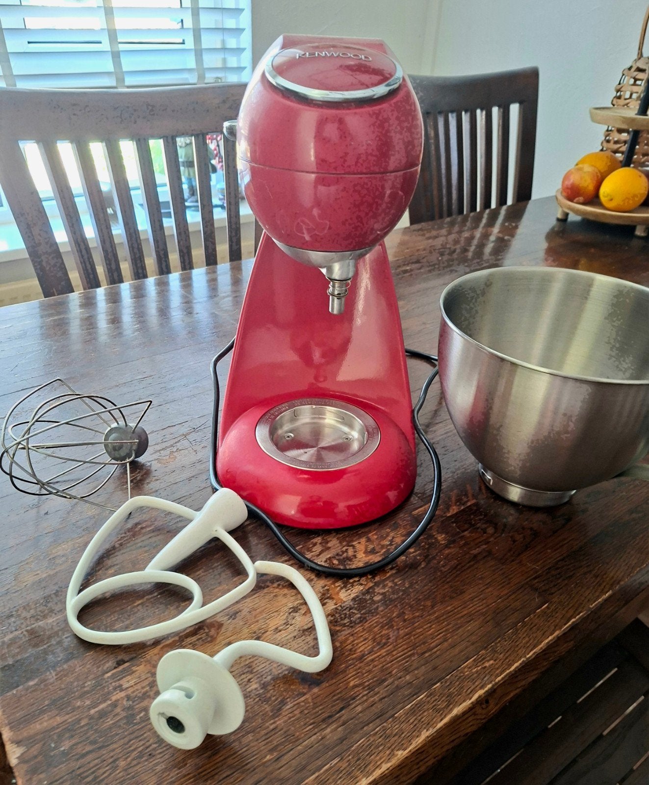 Kenwood Keukenmachine Rood met Kom en Accessoires, Witgoed en Apparatuur, Keukenmixers, Ophalen, Gebruikt, 3 snelheden of meer