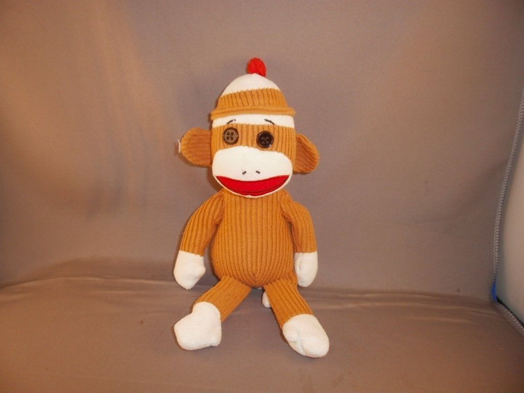 ty sock monkey aapje oranje/bruin/wit met mutsje 24 cm, Overige karakters, Korrelvulling, Nieuw, Ophalen of Verzenden